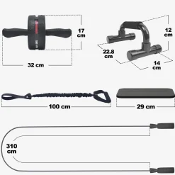 Ab Roller Set inkl, Kniematten, Springseil und Liegestützgriffe