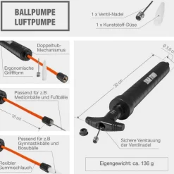 Ballpumpe mit 2 Ventilen und 16 cm Schlauch