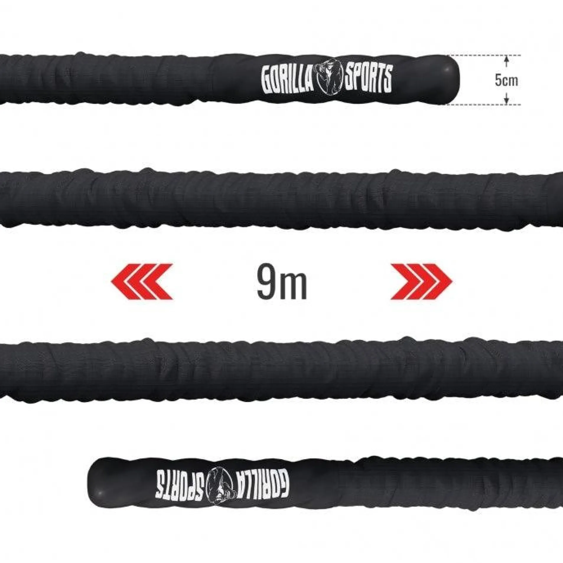 Battle Rope inkl, Wandbefestigung aus Nylon und 9 - 15 m Länge
