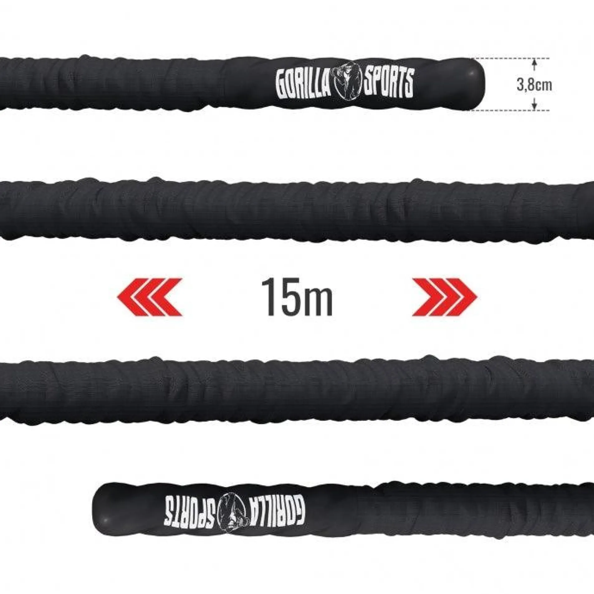 Battle Rope inkl, Wandbefestigung aus Nylon und 9 - 15 m Länge