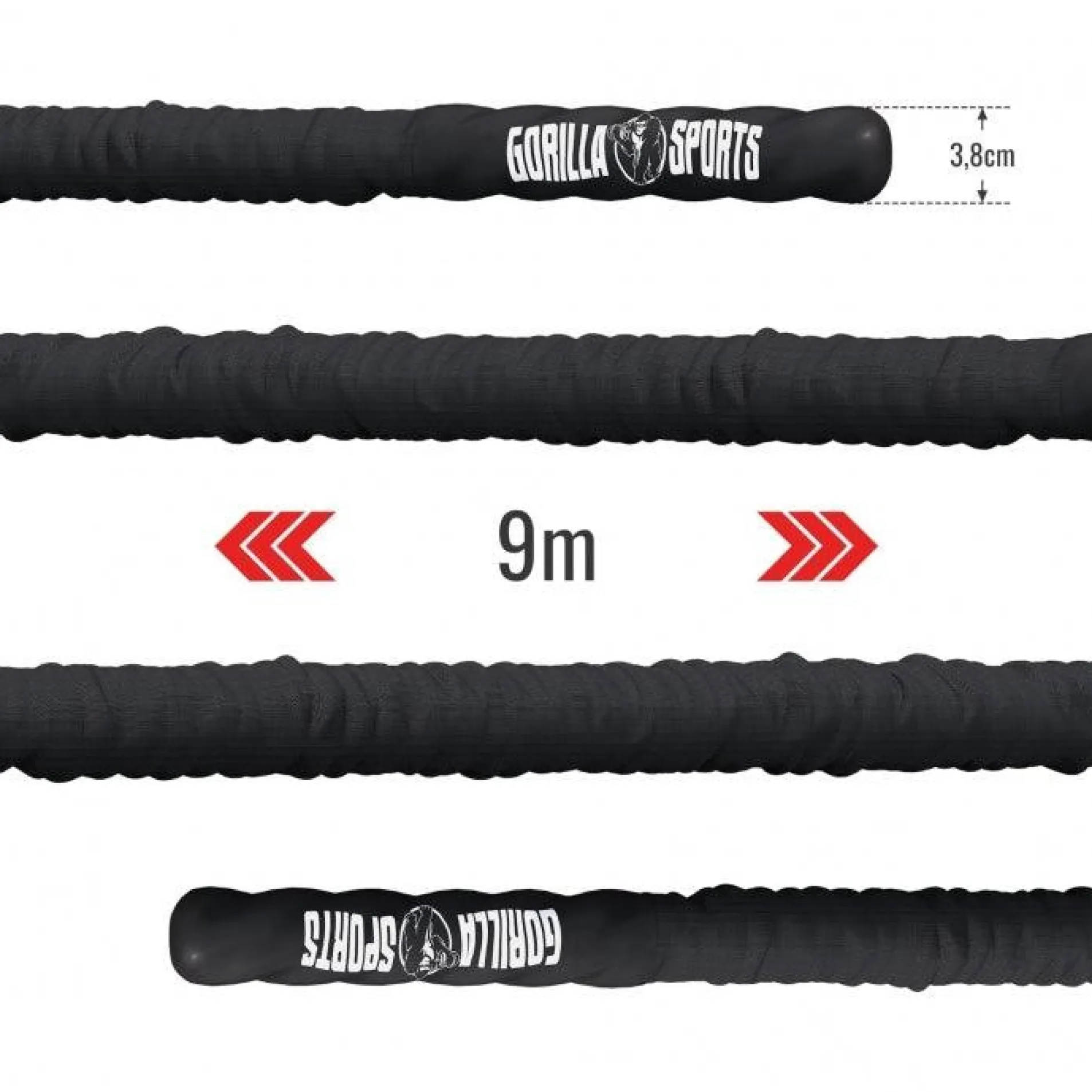 Battle Rope inkl, Wandbefestigung aus Nylon und 9 - 15 m Länge