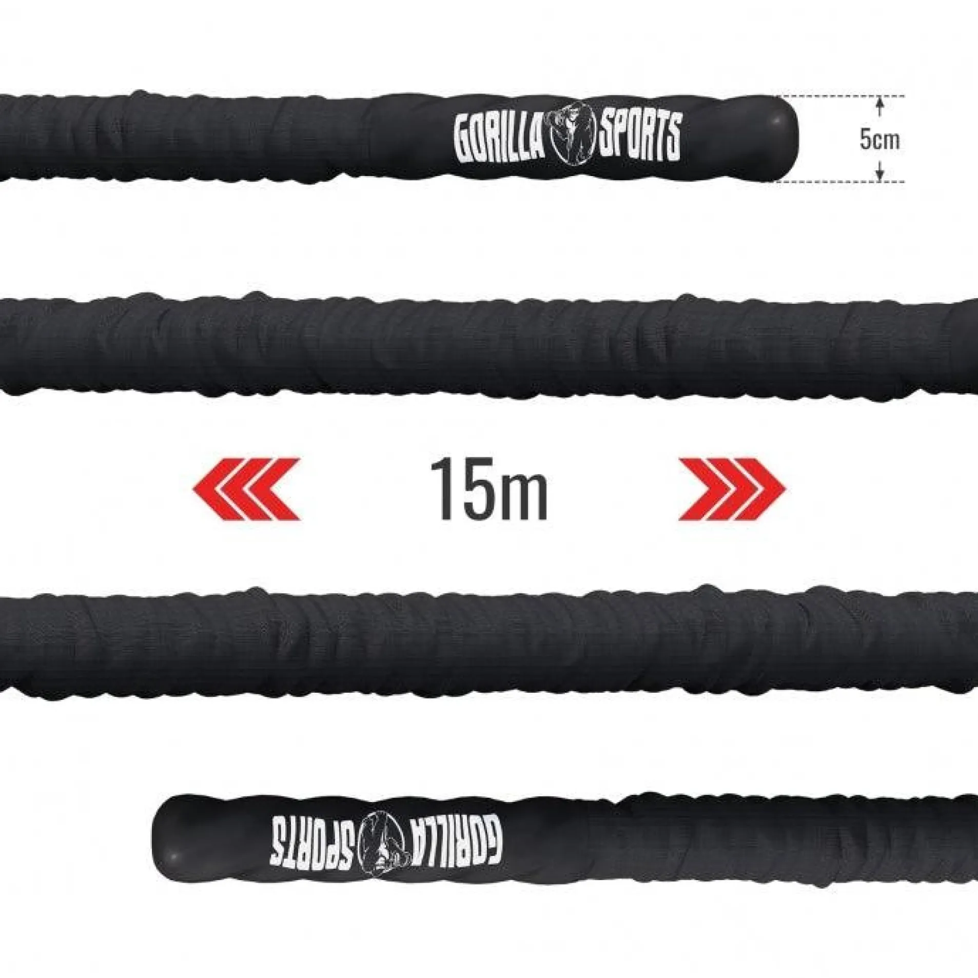 Battle Rope inkl, Wandbefestigung aus Nylon und 9 - 15 m Länge