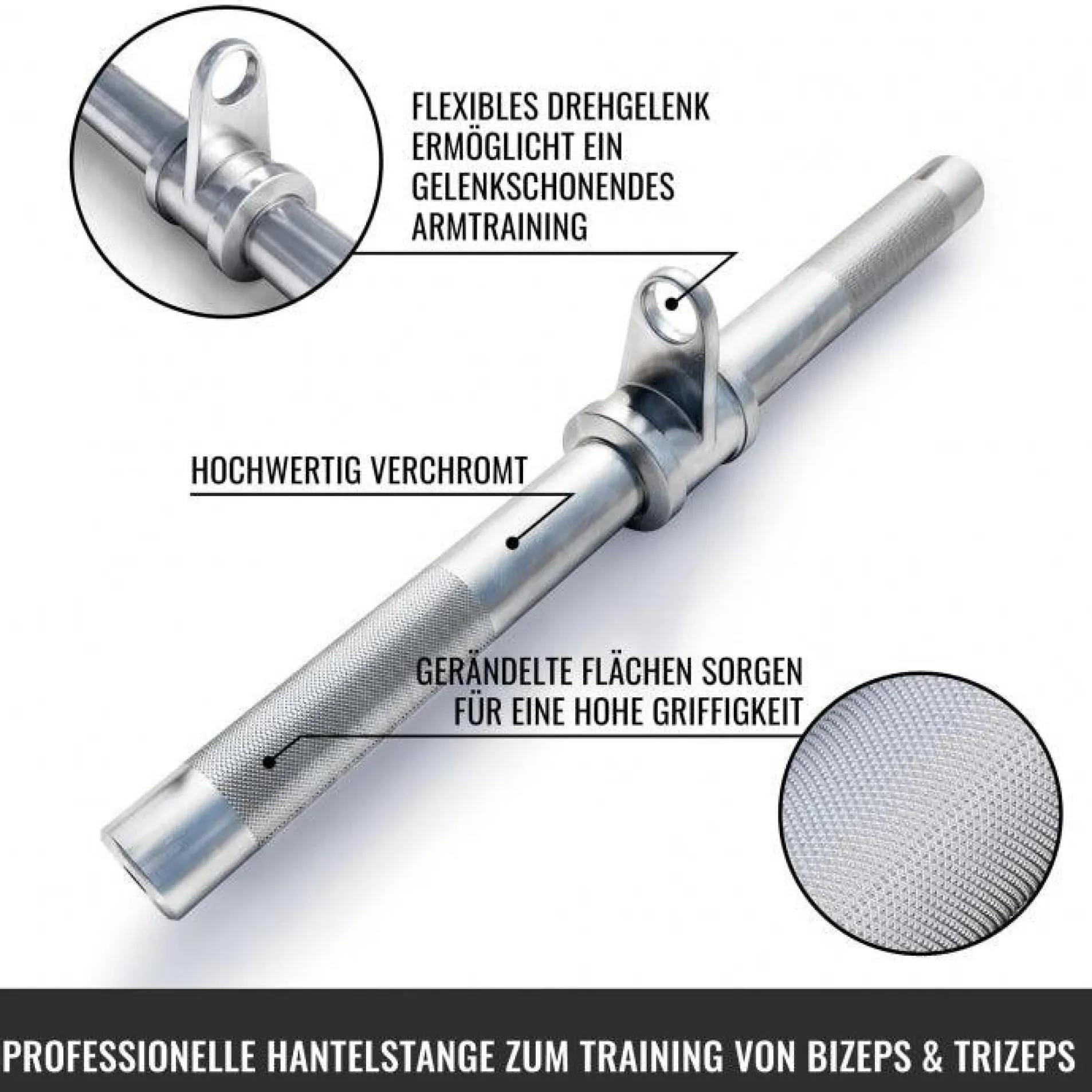 Bizeps- und Trizepsstange gerade inkl, Drehgelenk