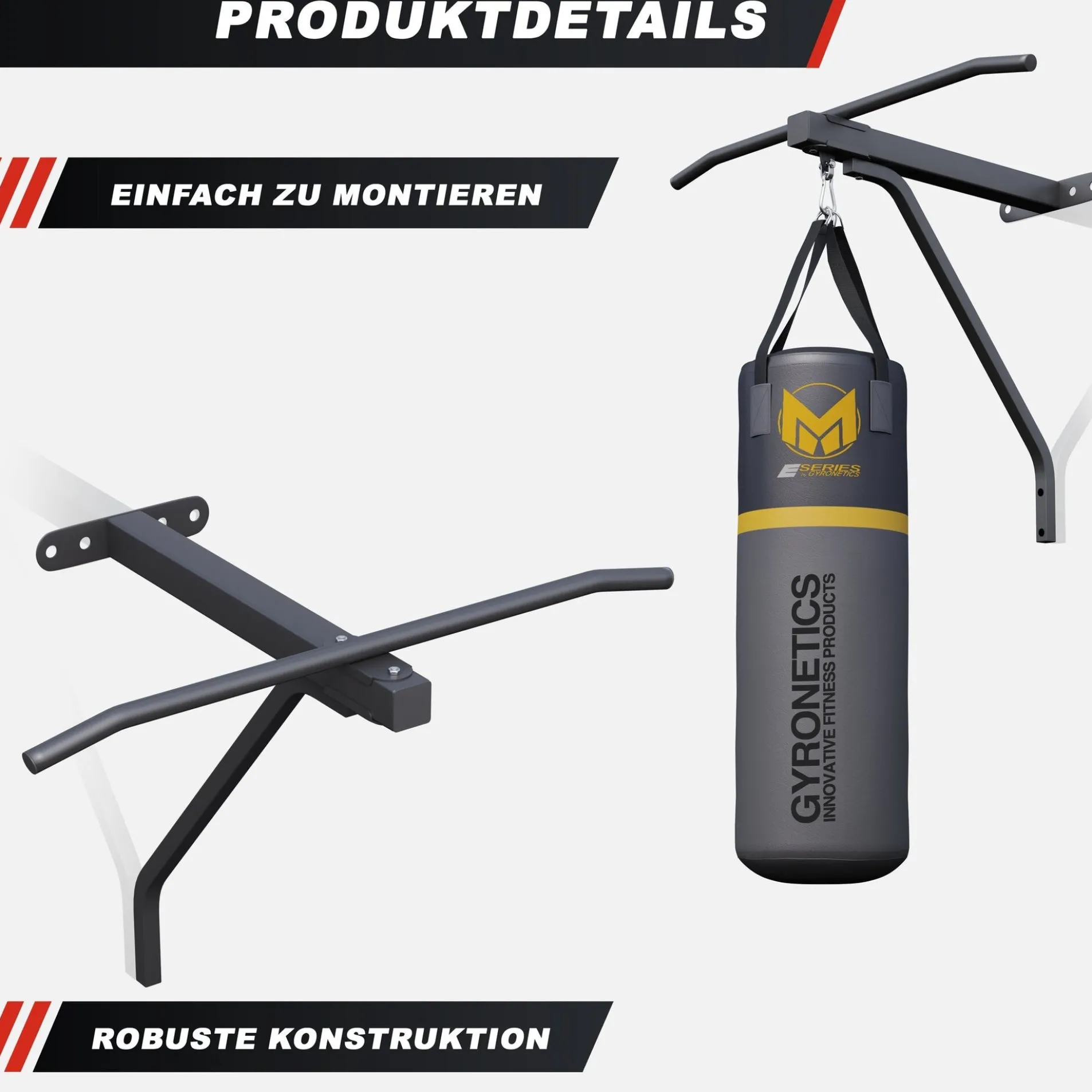 Boxsack E-Series 80 cm mit Klimmzugstange zur Wandbefestigung