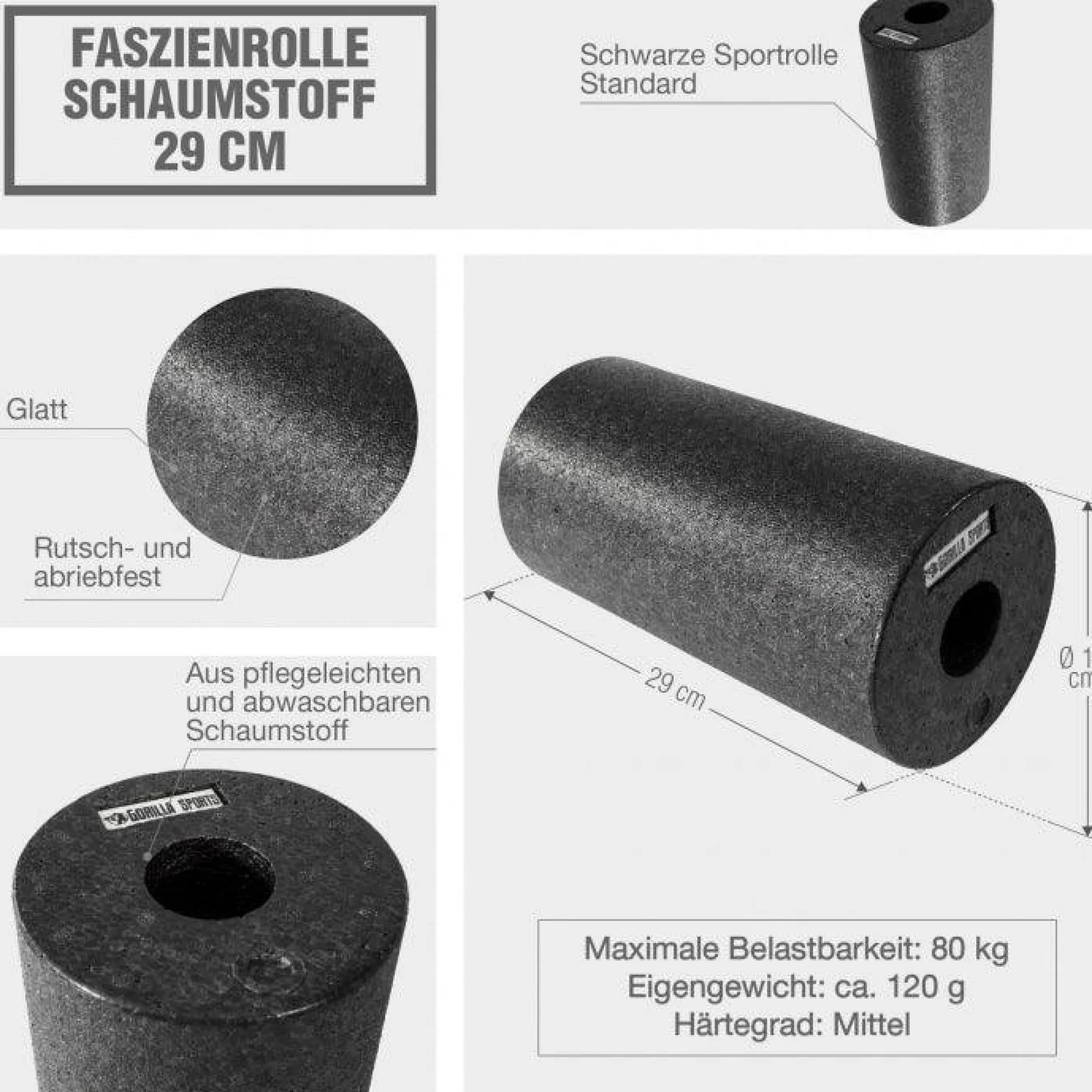 Faszienrolle mittel-hart 29 x 15 cm