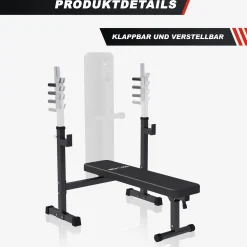 Hantelbank mit Ablage breit inkl, Hantelset 40/70/100 kg