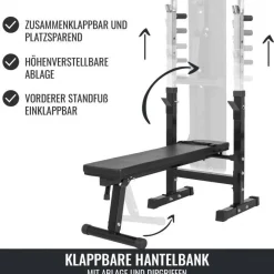 Hantelbank mit Ablage Komplettset 100 kg