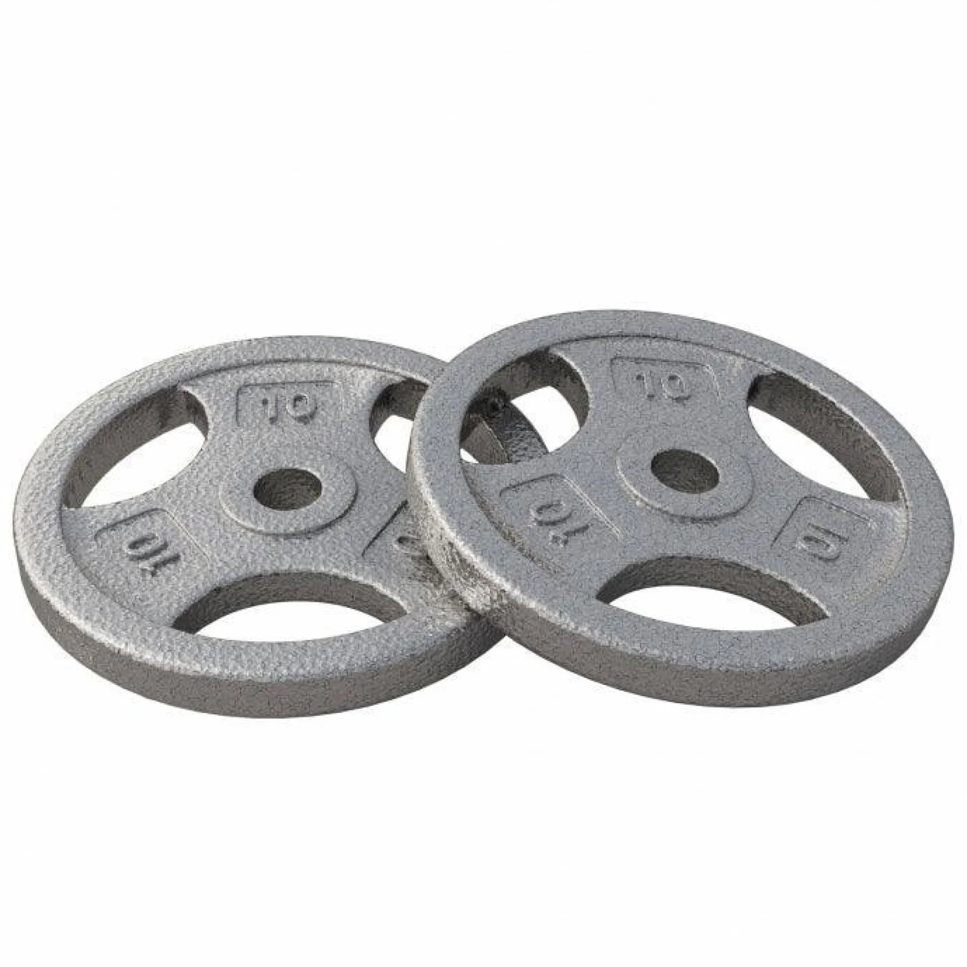 Hantelscheibe Guss Gripper - 2,5-45 lb (1,1-20,4 kg), 1" (25,4 mm), Gusseisen, Silber