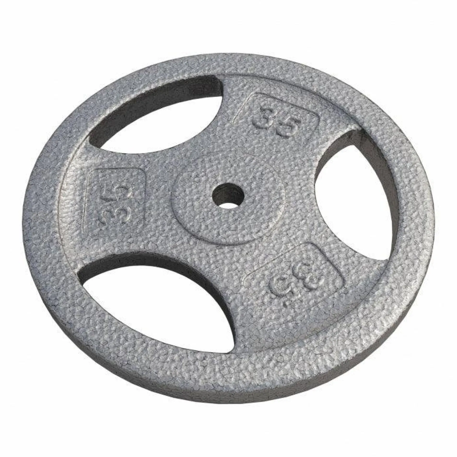 Hantelscheibe Guss Gripper - 2,5-45 lb (1,1-20,4 kg), 1" (25,4 mm), Gusseisen, Silber
