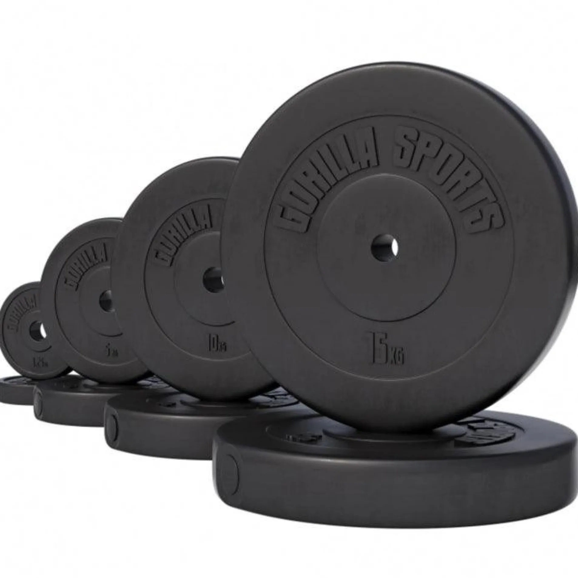 Hantelscheibe Kunststoff - 2,5-35 lb (1,1-15,9 kg) Ø 1'' (2,5 cm), Zement, Schwarz