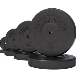 Hantelscheibe Kunststoff - 2,5-35 lb (1,1-15,9 kg) Ø 1'' (2,5 cm), Zement, Schwarz