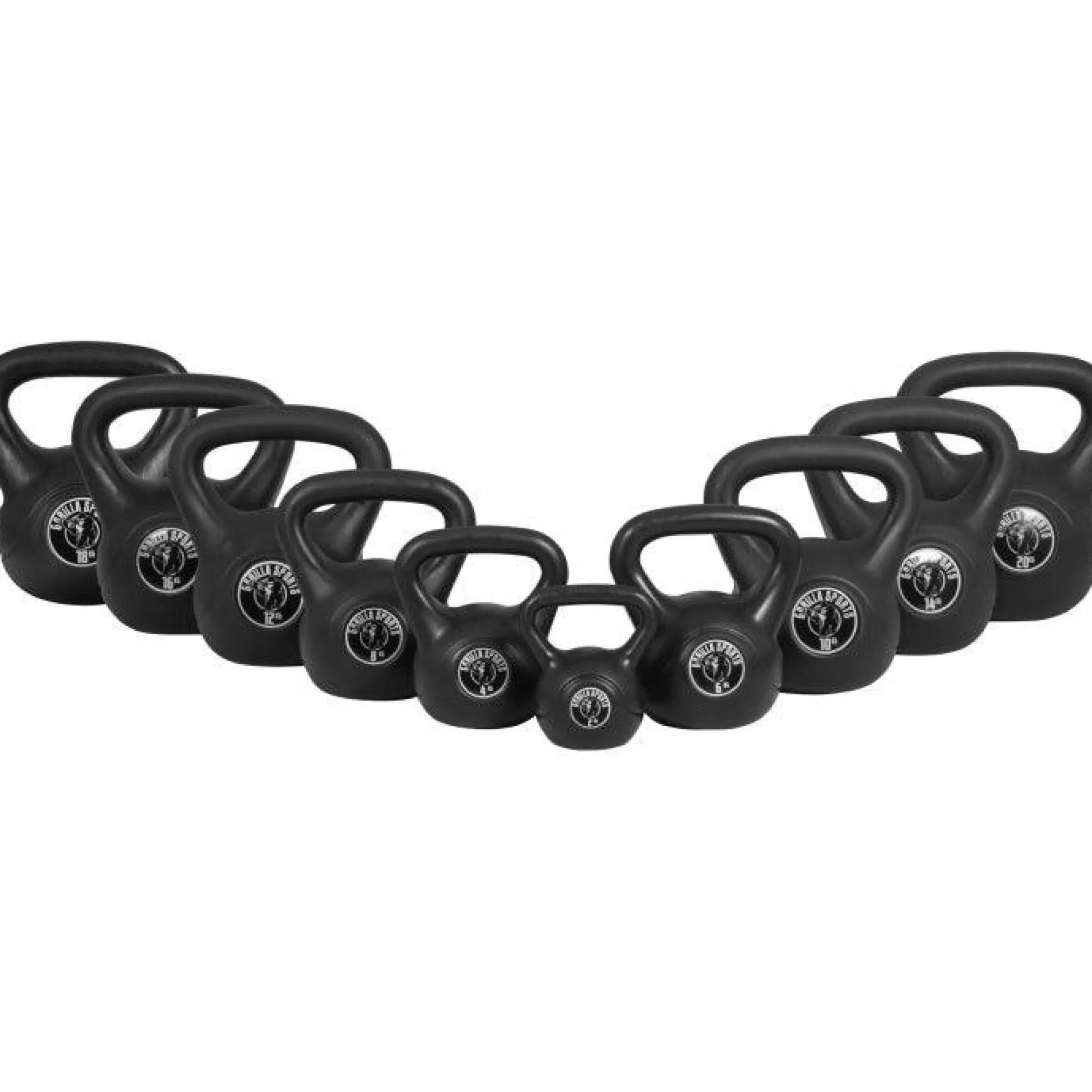 Kettlebell aus Kunststoff 10-45 Pfund (4,5-20,4 kg), Schwarz