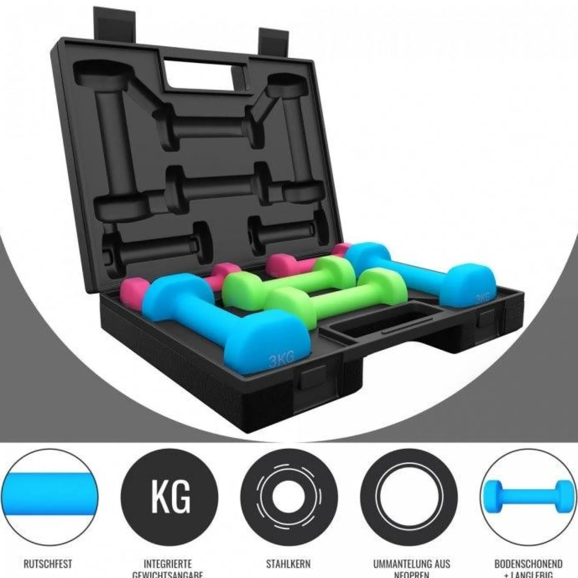 Kurzhantel Set Aerobic 12 kg inkl, Koffer