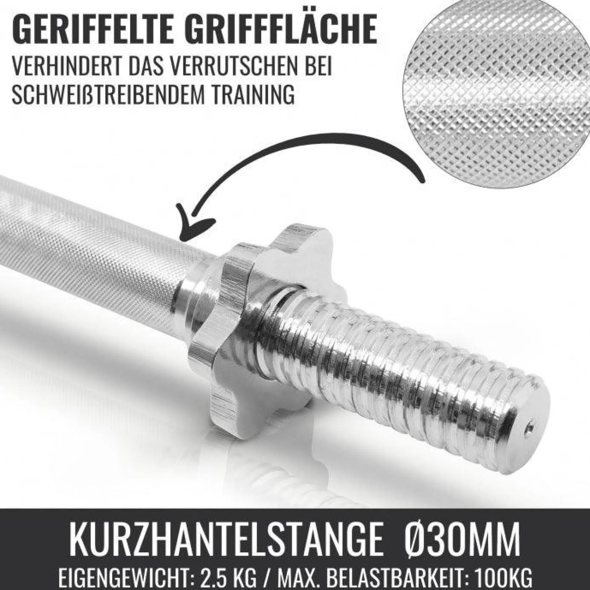 Kurzhantel Set Chrom 30 kg mit Sternverschlüssen