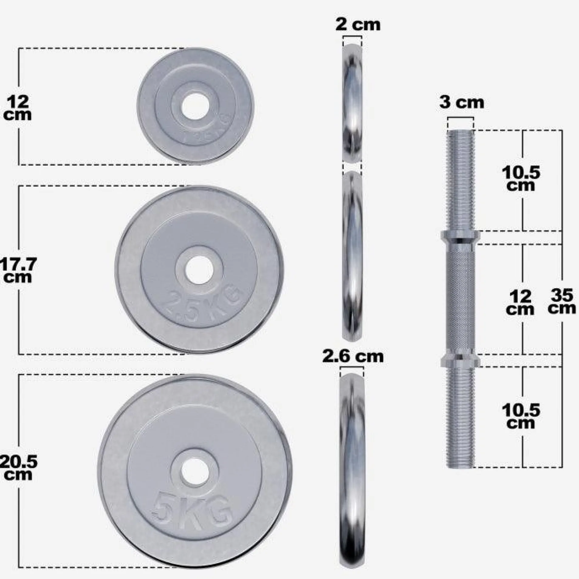 Kurzhantel Set Chrom 30 kg mit Sternverschlüssen