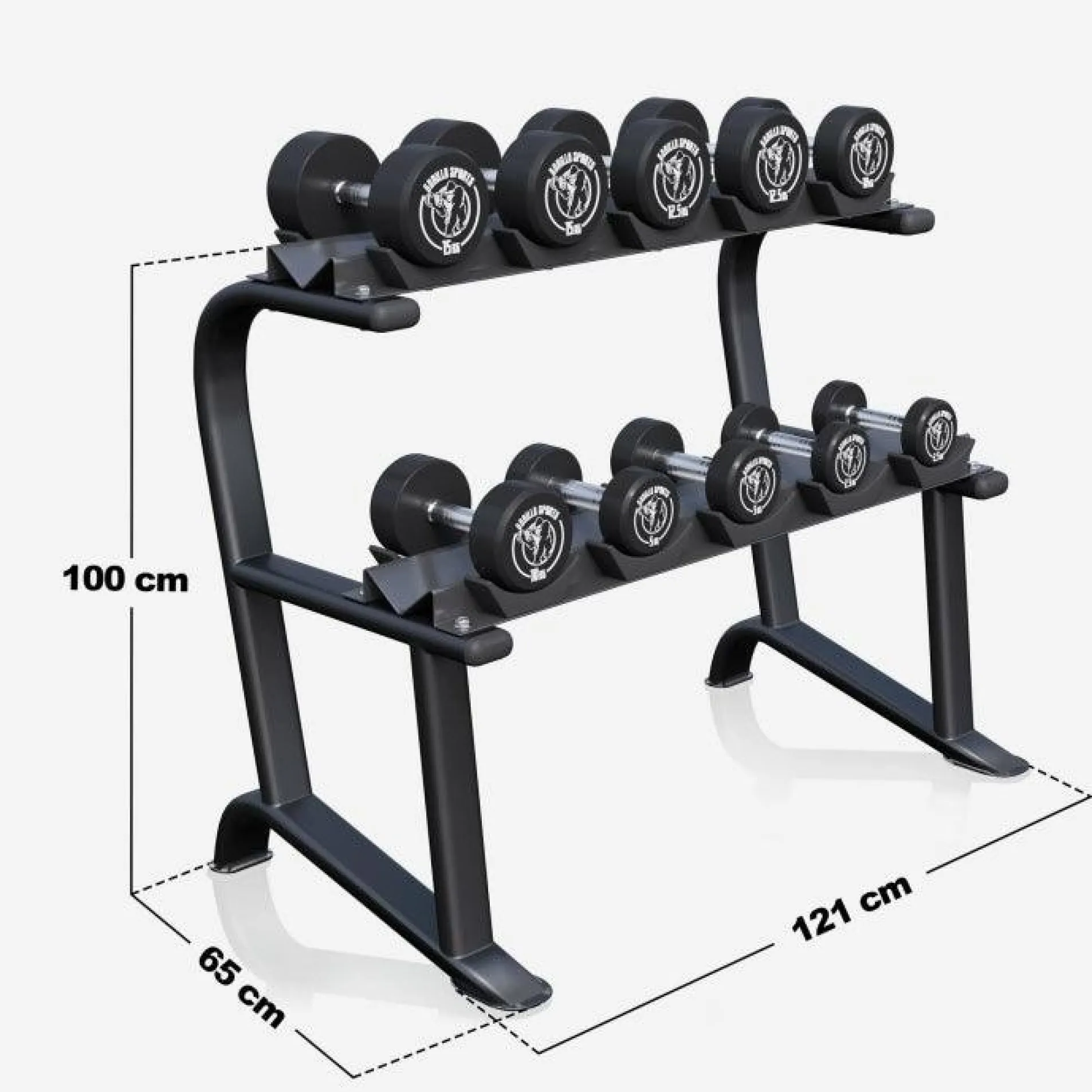 Kurzhantel Set Gummi 90 kg inkl, Ablage