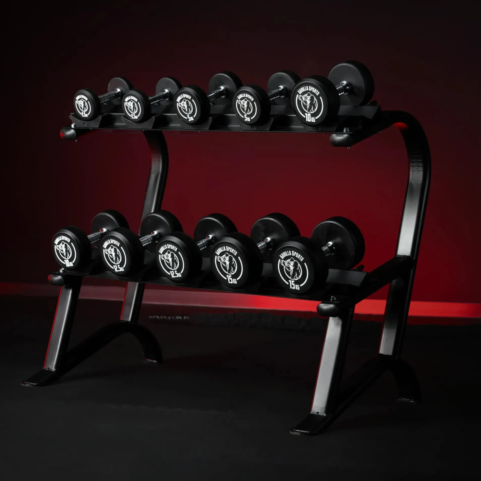 Kurzhantel Set Gummi 90 kg inkl, Ablage