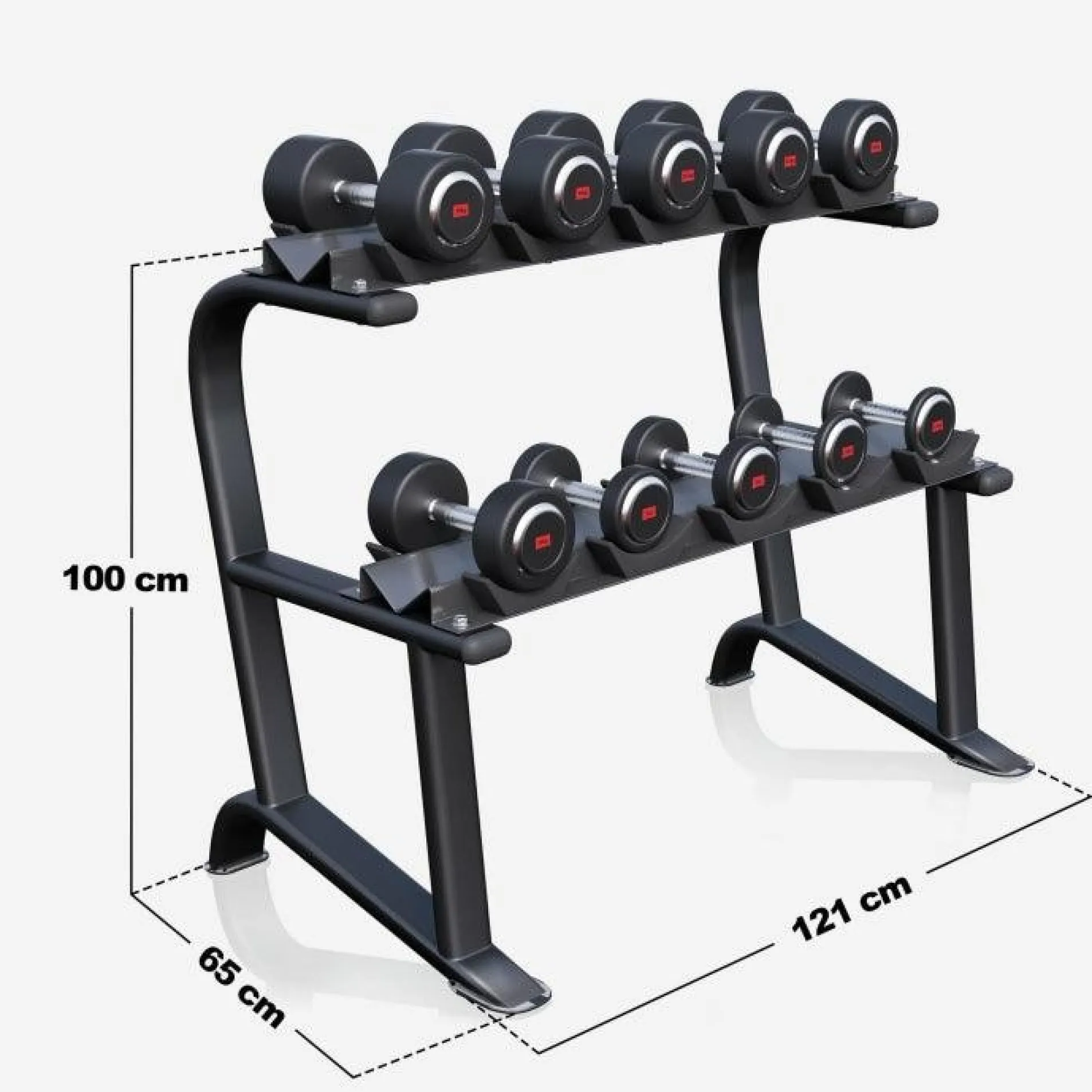 Kurzhantel Set Gummi 90 kg inkl, Ablage