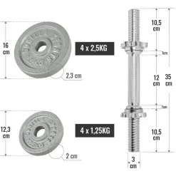 Kurzhantel Set Gusseisen 20 kg mit Sternverschlüssen