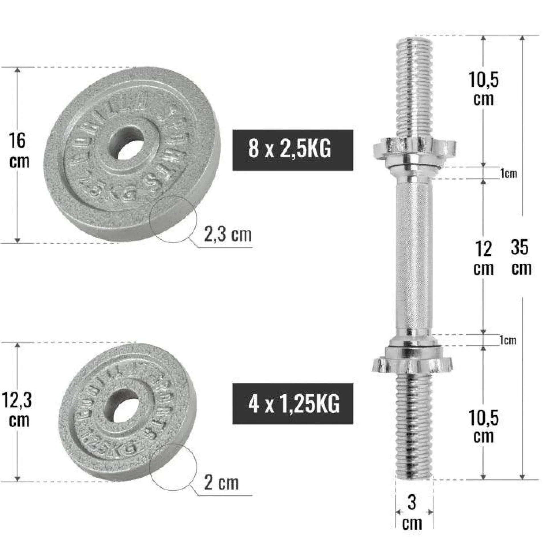 Kurzhantel Set Gusseisen 30 kg