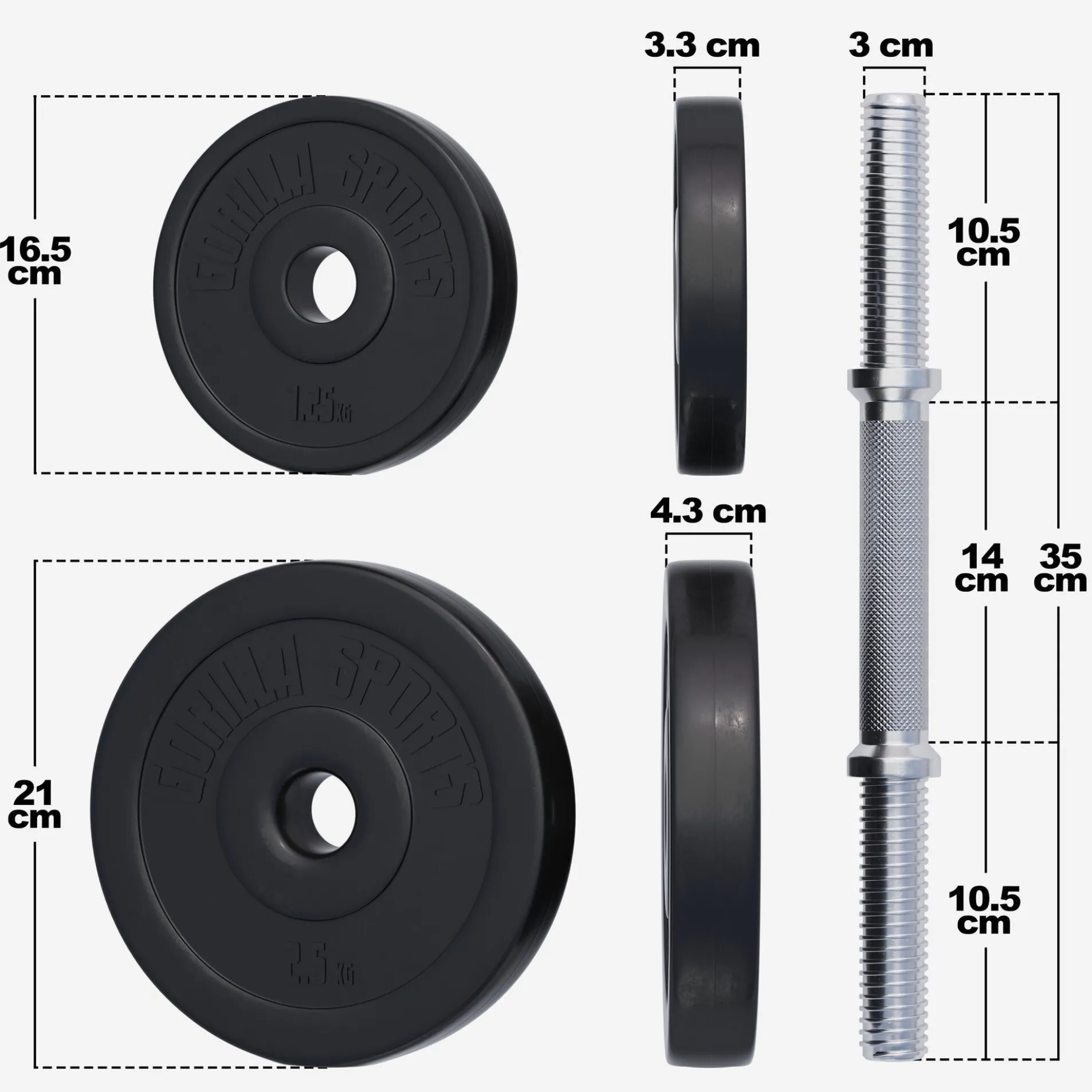 Kurzhantel Set Kunststoff 20/30 kg mit Sternverschlüssen