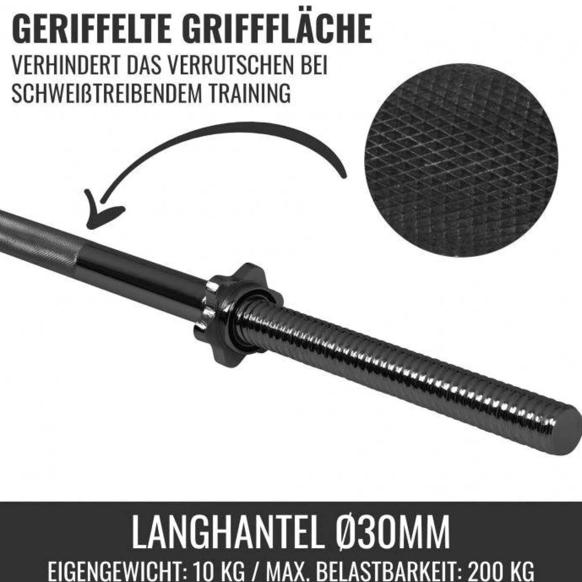 Langhantel 170 cm mit Sternverschlüssen