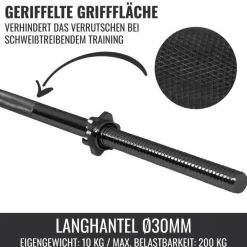 Langhantel 170 cm mit Sternverschlüssen