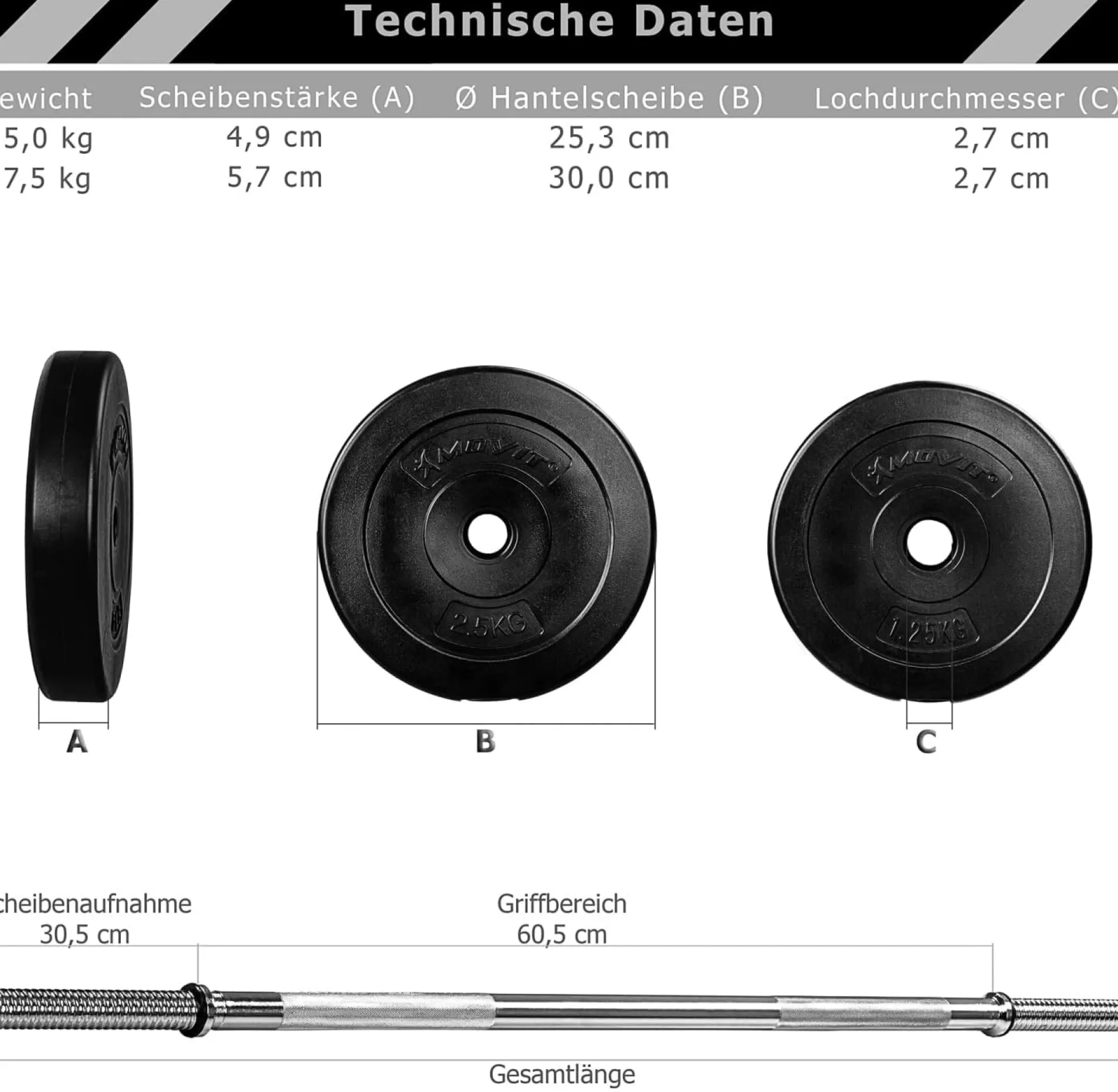 Langhantel Set 30 - 60 kg