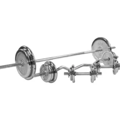 Langhantel Set Chrom 108 kg mit Sternverschlüssen