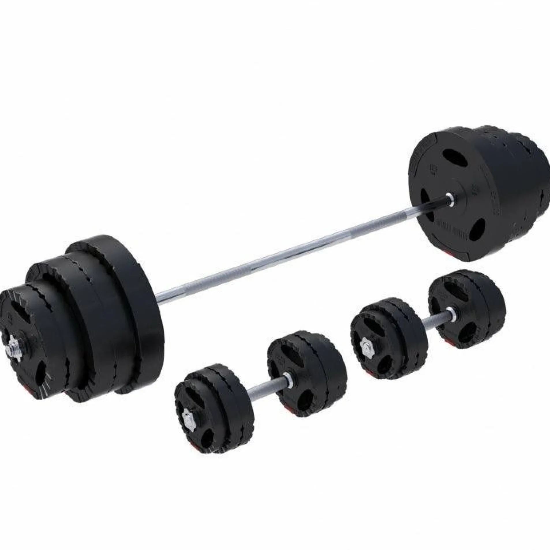 Langhantel Set Gripper Kunststoff 60 - 130 kg mit Sternverschlüssen