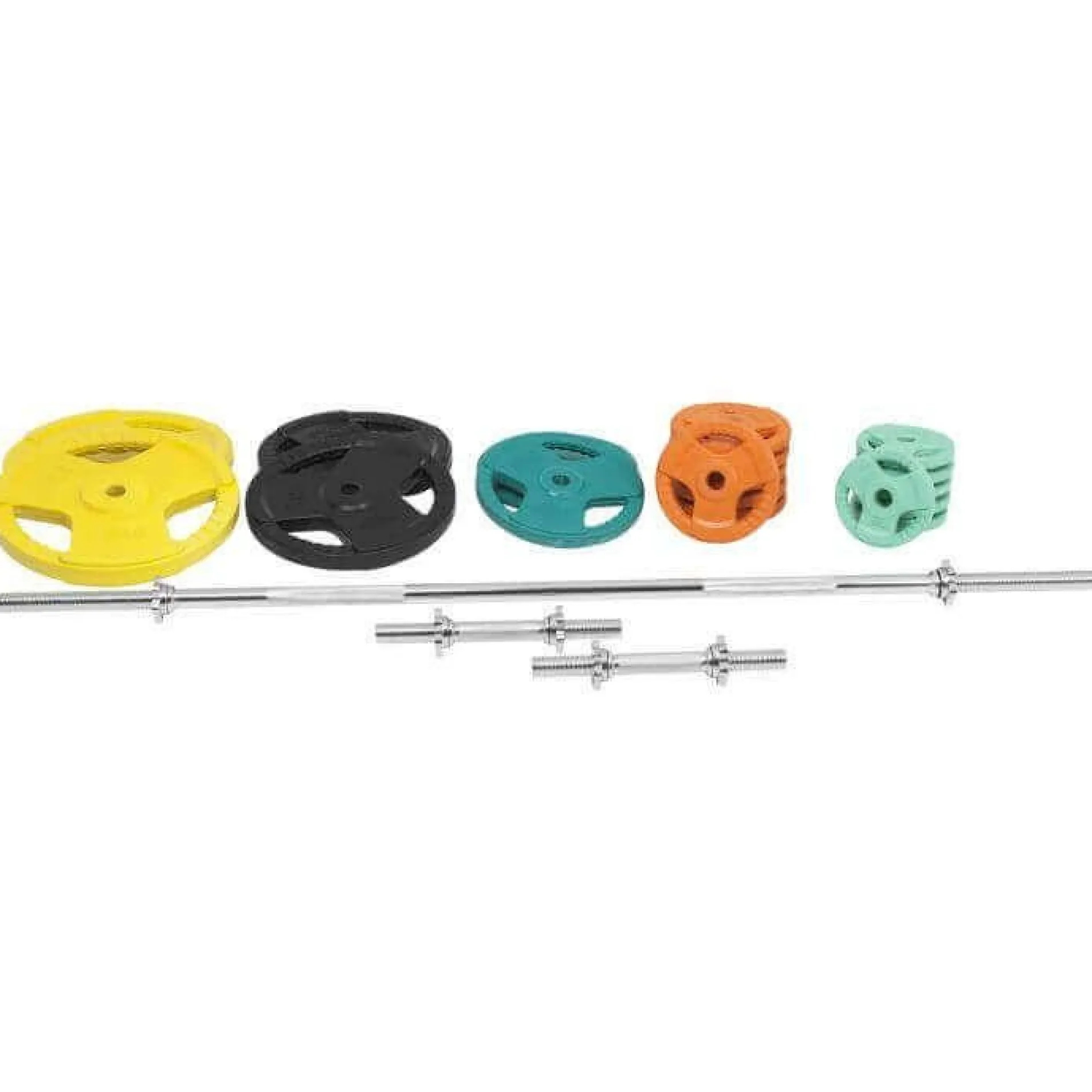 Langhantel Set Gummi Gripper 100 kg mit Verschlüssen
