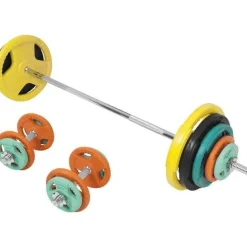 Langhantel Set Gummi Gripper 100 kg mit Verschlüssen