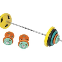 Langhantel Set Gummi Gripper 100 kg mit Verschlüssen