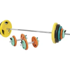Langhantel Set Gummi Gripper 100 kg mit Verschlüssen