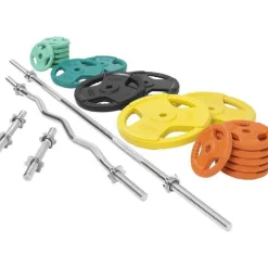 Langhantel Set Gummi Gripper 108 kg mit Verschlüssen