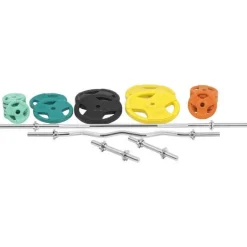 Langhantel Set Gummi Gripper 108 kg mit Verschlüssen
