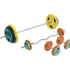 Langhantel Set Gummi Gripper 108 kg mit Verschlüssen
