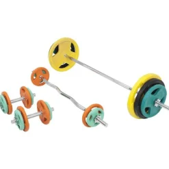 Langhantel Set Gummi Gripper 108 kg mit Verschlüssen