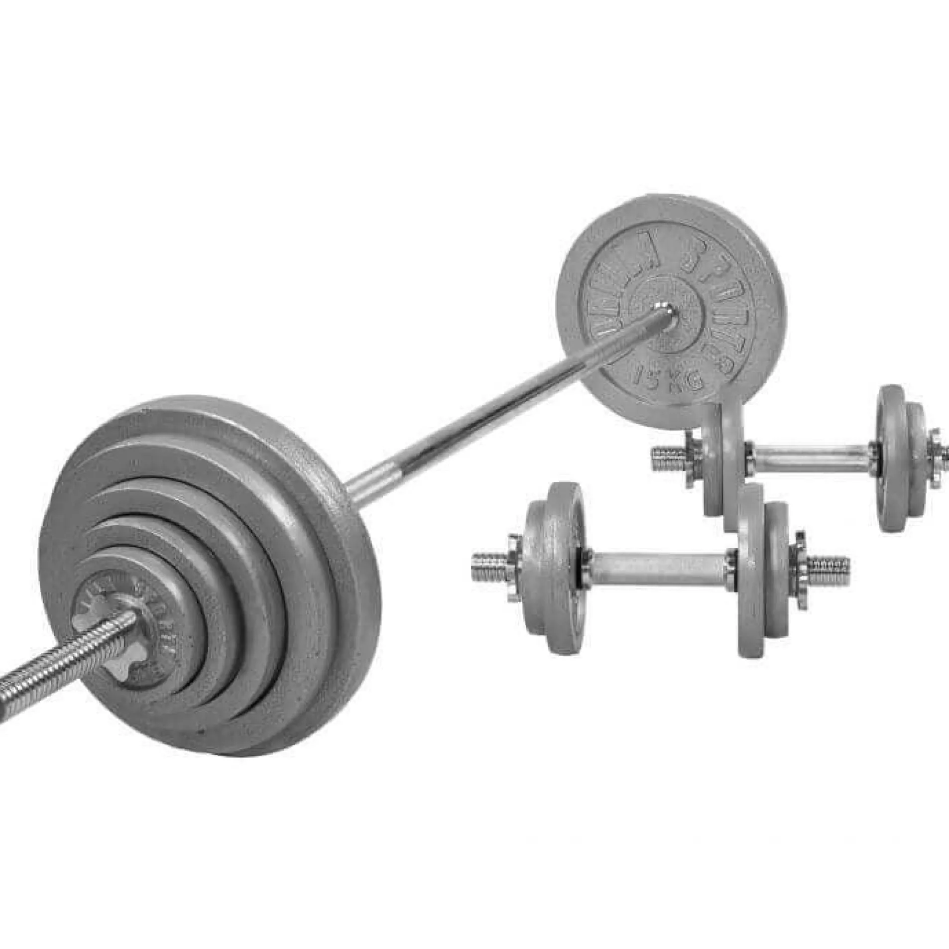 Langhantel Set Gusseisen 100 kg mit Verschlüssen