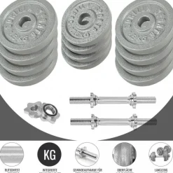 Langhantel Set Gusseisen 100 kg mit Verschlüssen