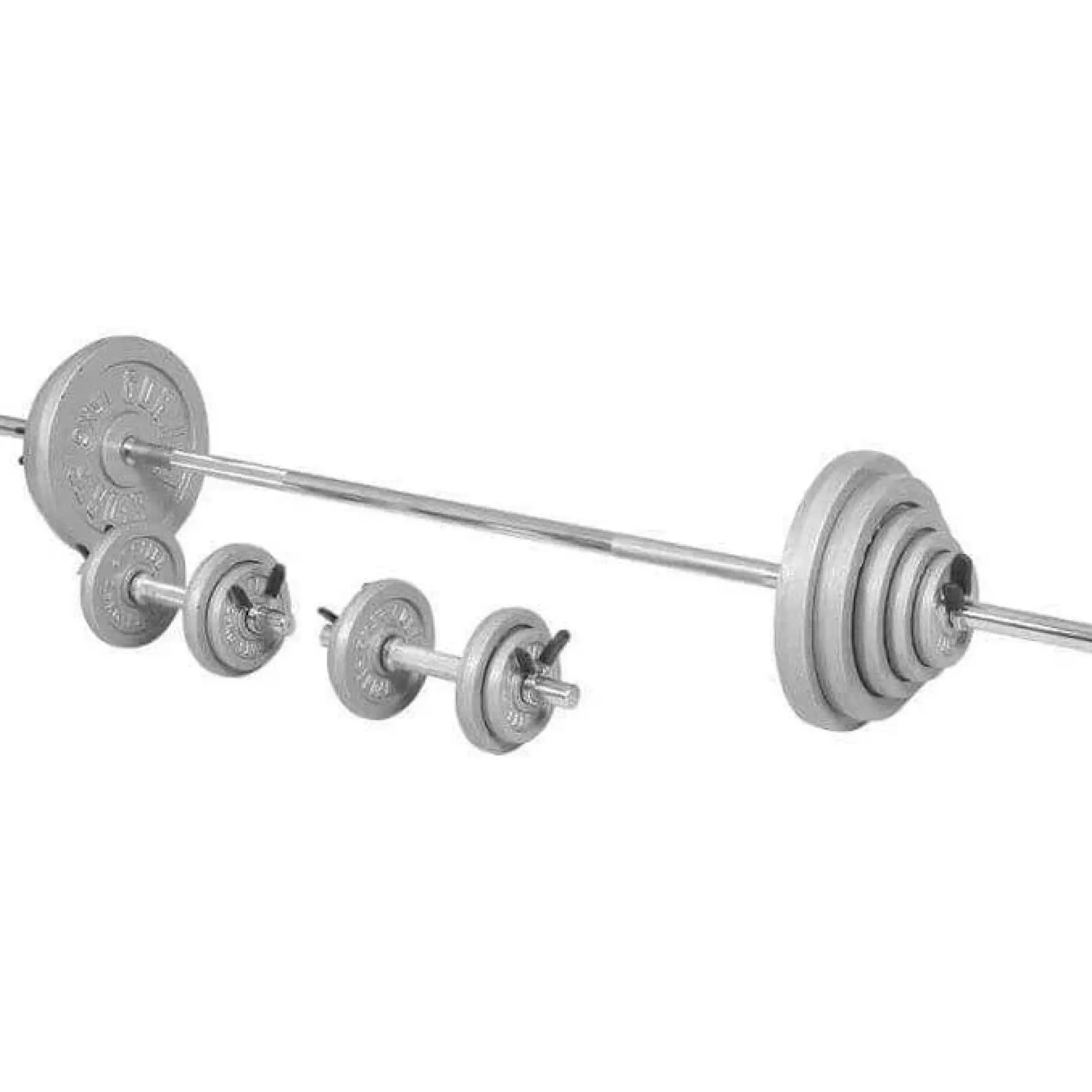Langhantel Set Gusseisen 100 kg mit Verschlüssen