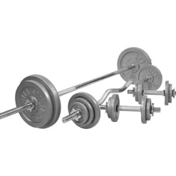 Langhantel Set Gusseisen 108 kg mit Verschlüssen
