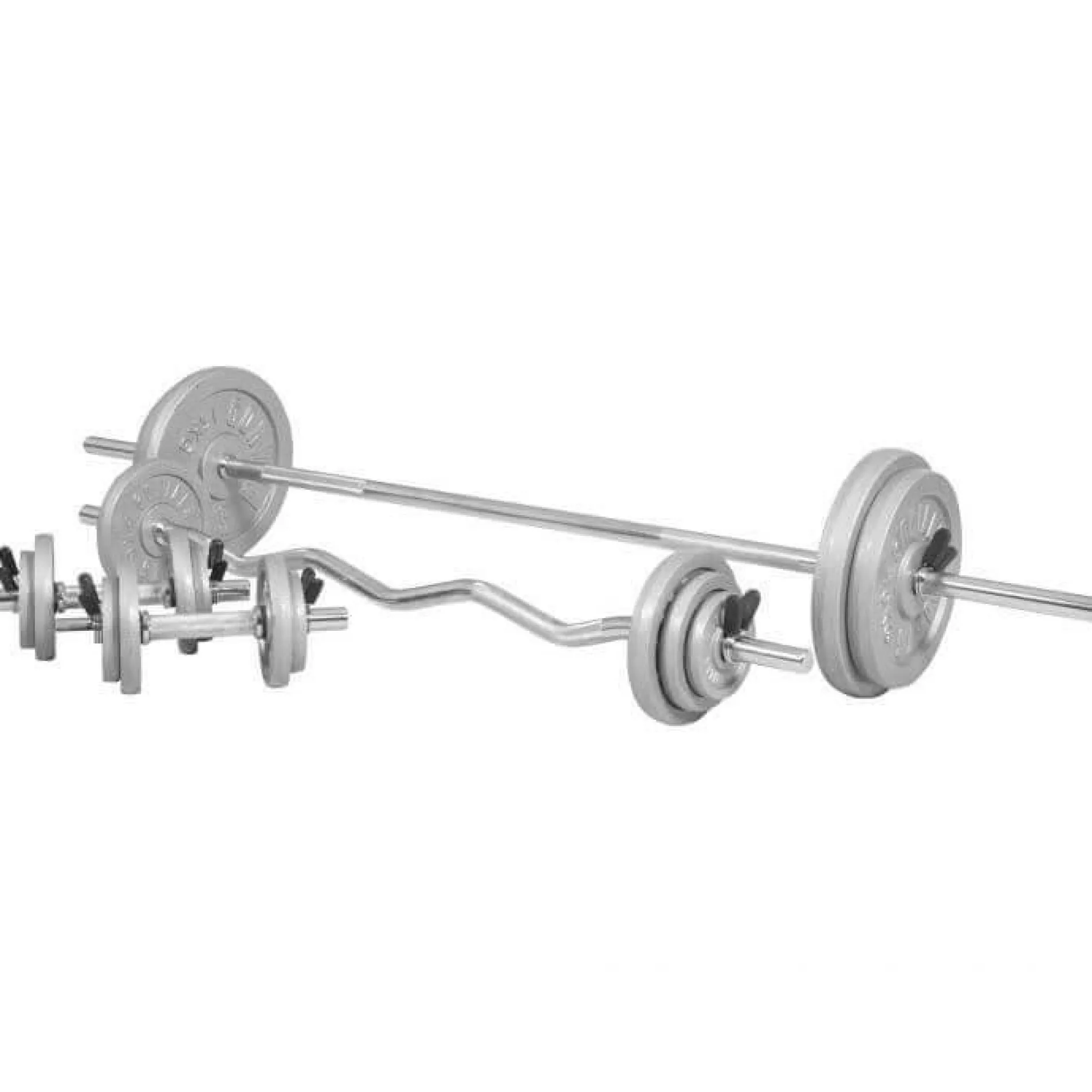 Langhantel Set Gusseisen 108 kg mit Federverschlüssen