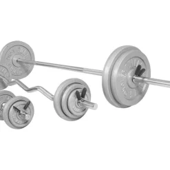 Langhantel Set Gusseisen 108 kg mit Federverschlüssen