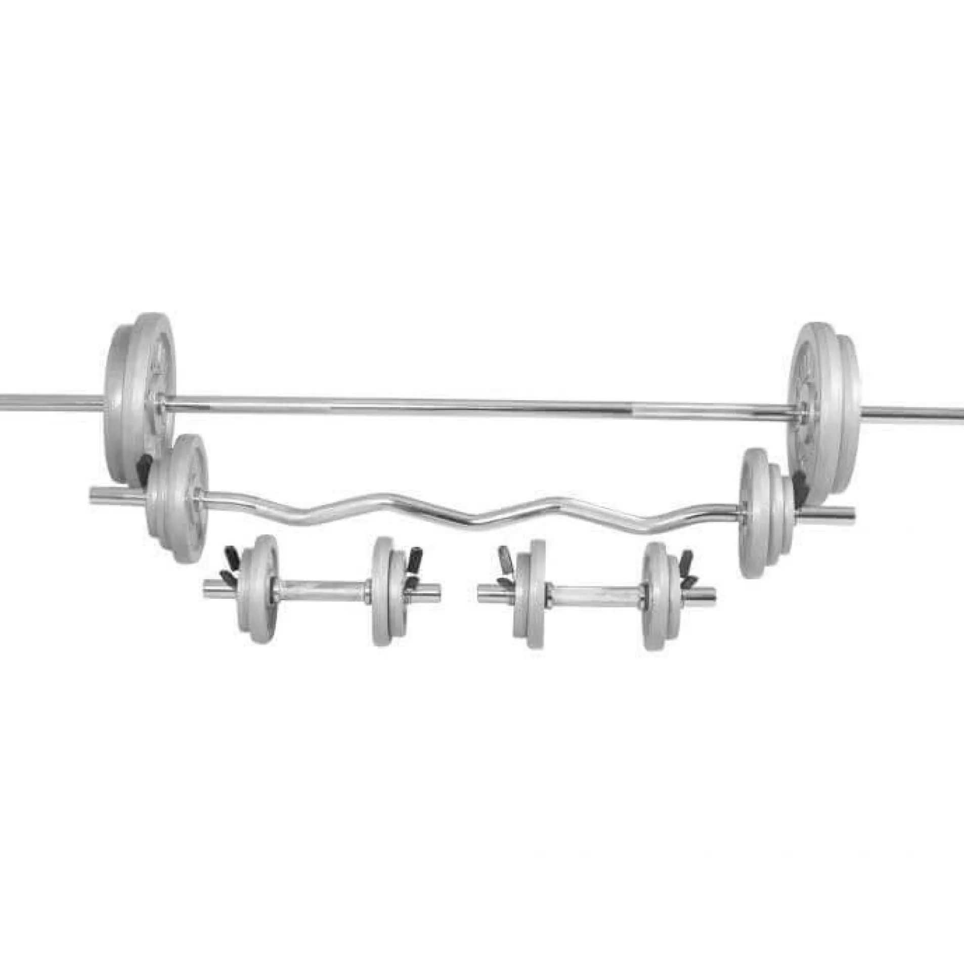 Langhantel Set Gusseisen 108 kg mit Federverschlüssen