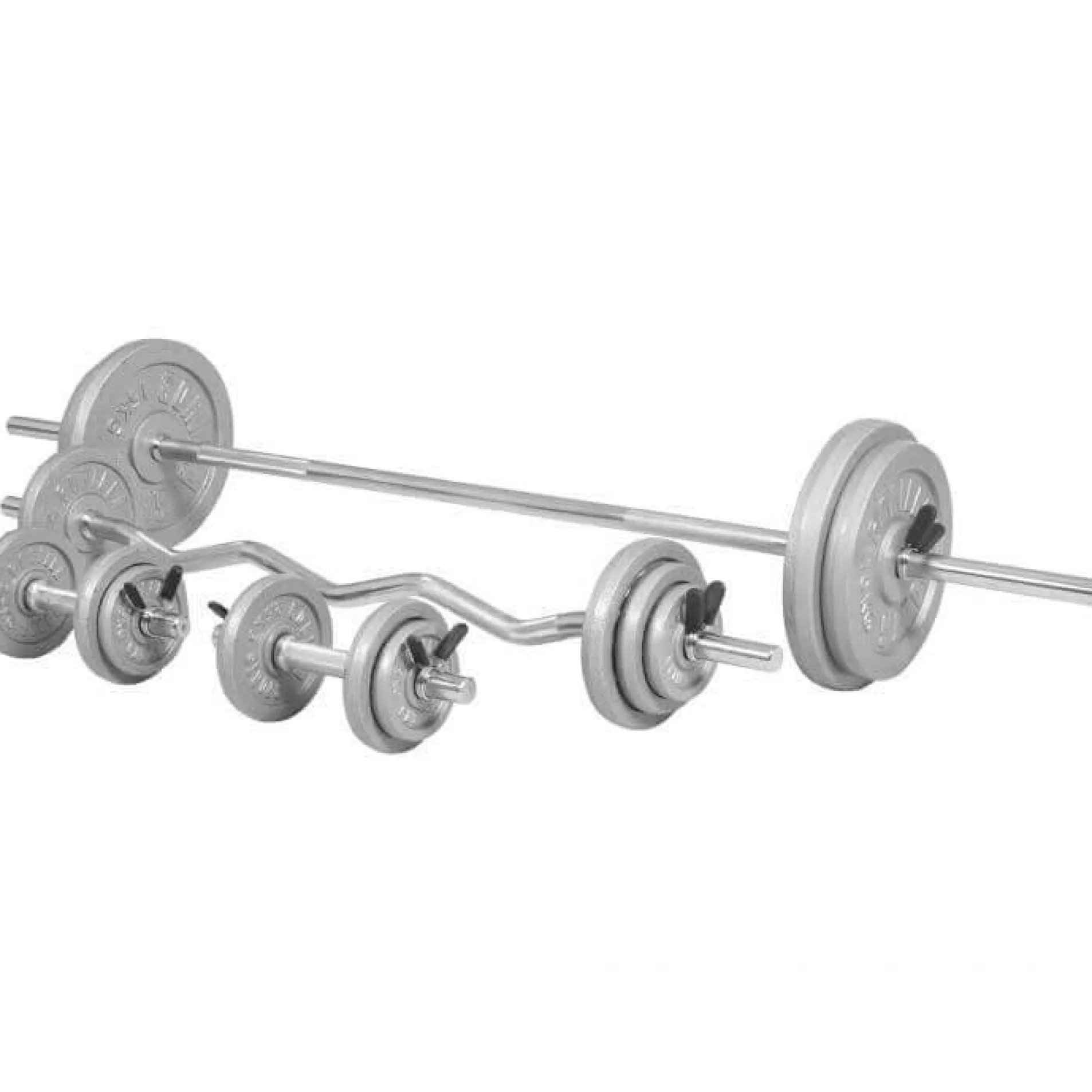 Langhantel Set Gusseisen 108 kg mit Federverschlüssen