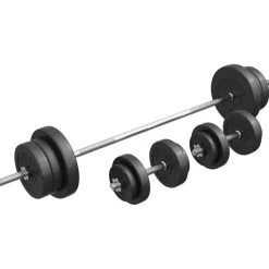 Langhantel Set Kunststoff 70 kg mit Sternverschlüssen