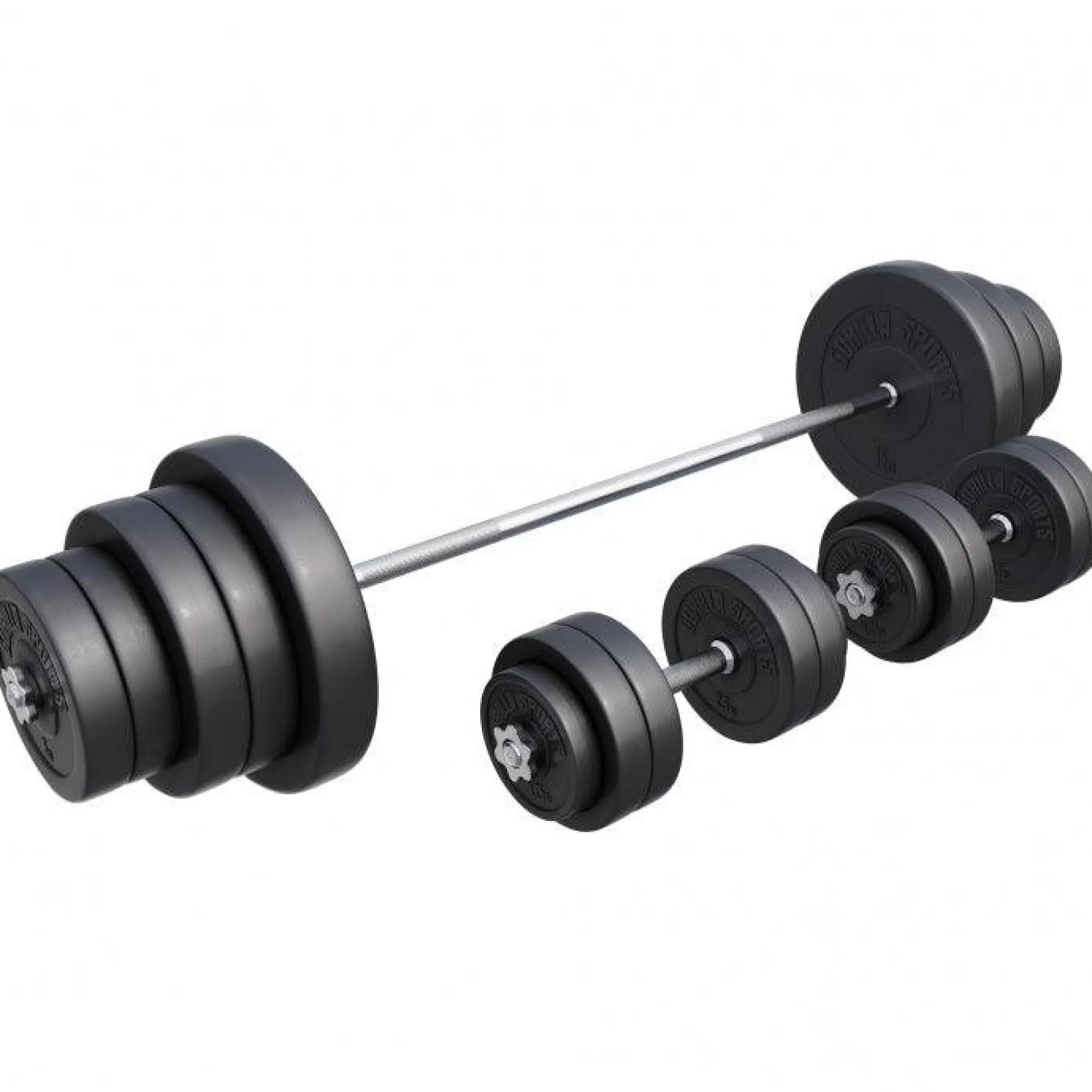 Langhantel Set Kunststoff 60 - 130 kg mit Sternverschlüssen