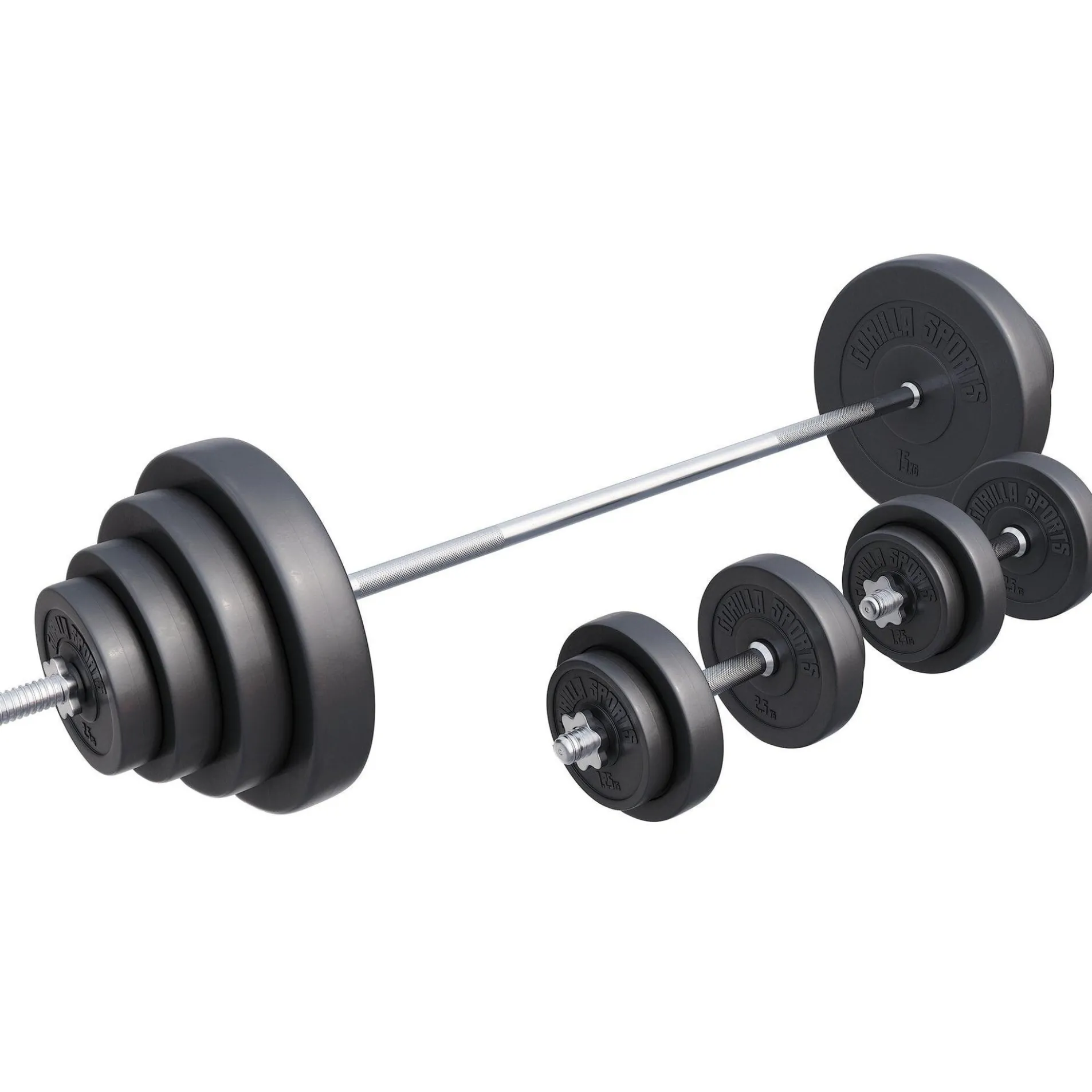 Langhantel Set Kunststoff 60 - 130 kg mit Sternverschlüssen