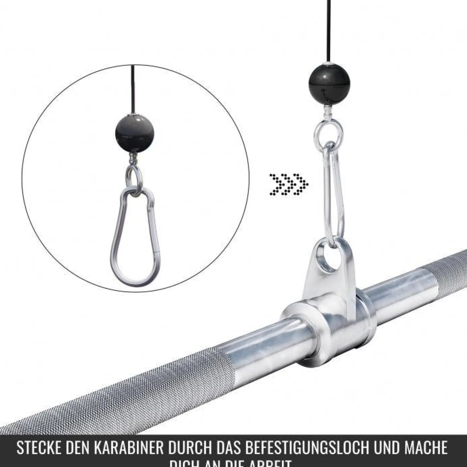 Latzugstange mit Hufgriff gerade inkl, Drehgelenk